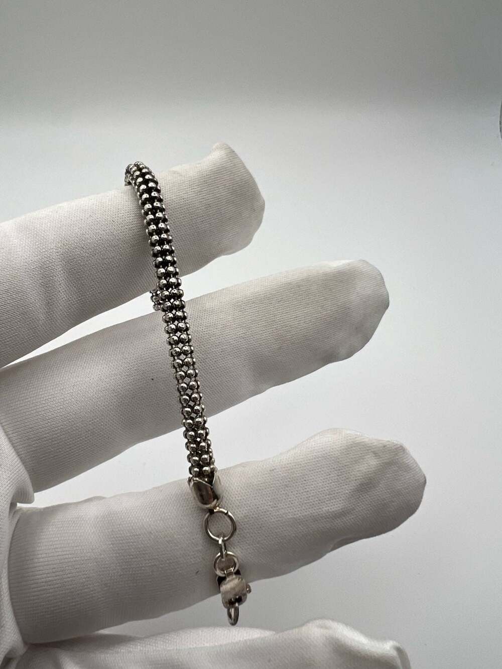 KC Italy 925 Sterling Silver Beaded Mesh Bracelet 7 Inch - Picture 4 of 11